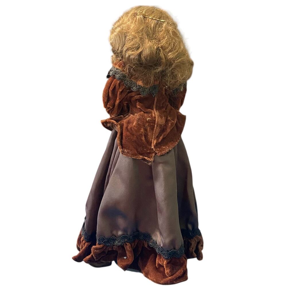 Vtg Porcelain Doll Brown Eyes Lashes Brunette Wavy Hair Shoes Umbrella Stand - Picture 7 of 13